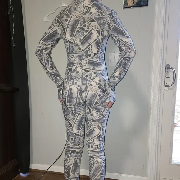 NWT Dolls Kill $100 Bill's Yall ! Sexy Make It Rain Jumpsuit . - Picture 3 of 9